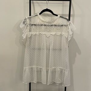 Maurices White Sheer Lace Blouse